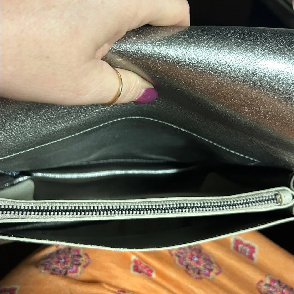 Botkier Crosstown Medium Leather Hobo Bag in‎ a cream or taupe colorblock design